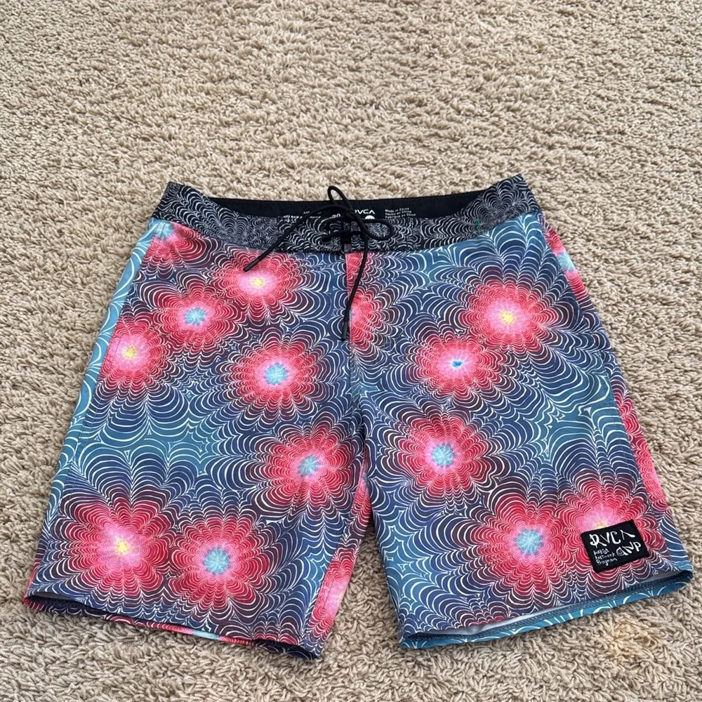 RVCA Mens Artist Network Swim Shorts Boardshorts Graphic by Kelsey Brookes, 30